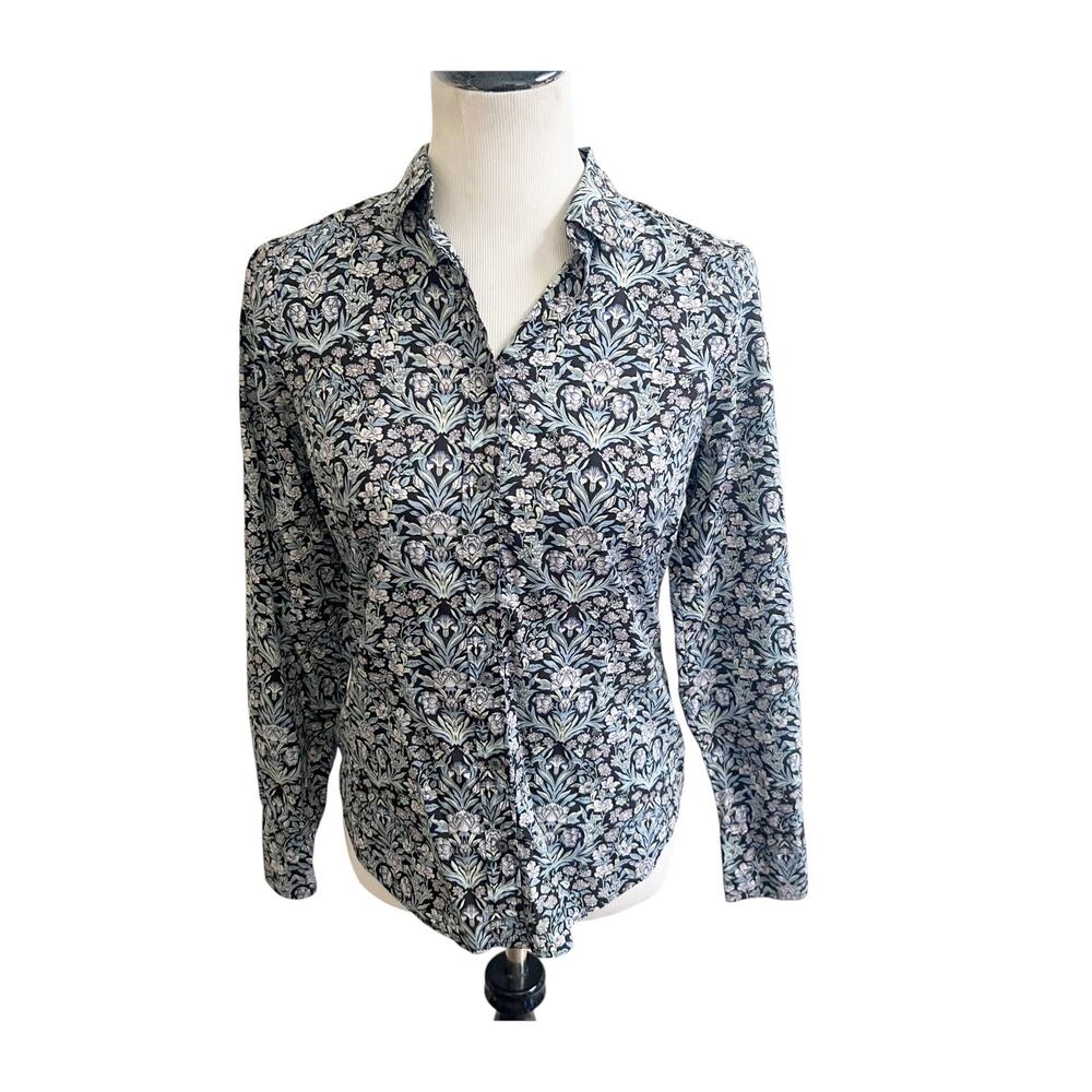 J.Crew Liberty Fabric Button Up Shirt Women's 4 Multi Floral Long Sleeve Preppy